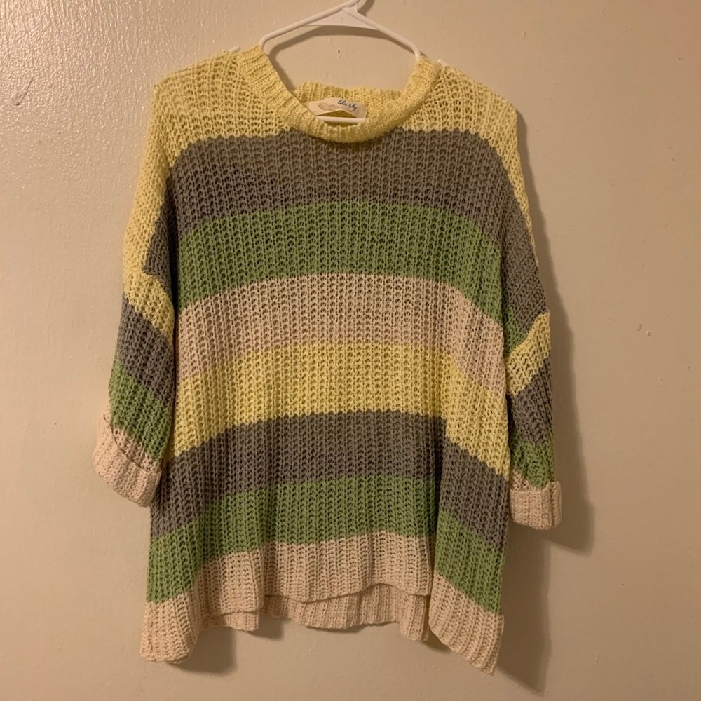 Yellow and Green Stripe Sweater